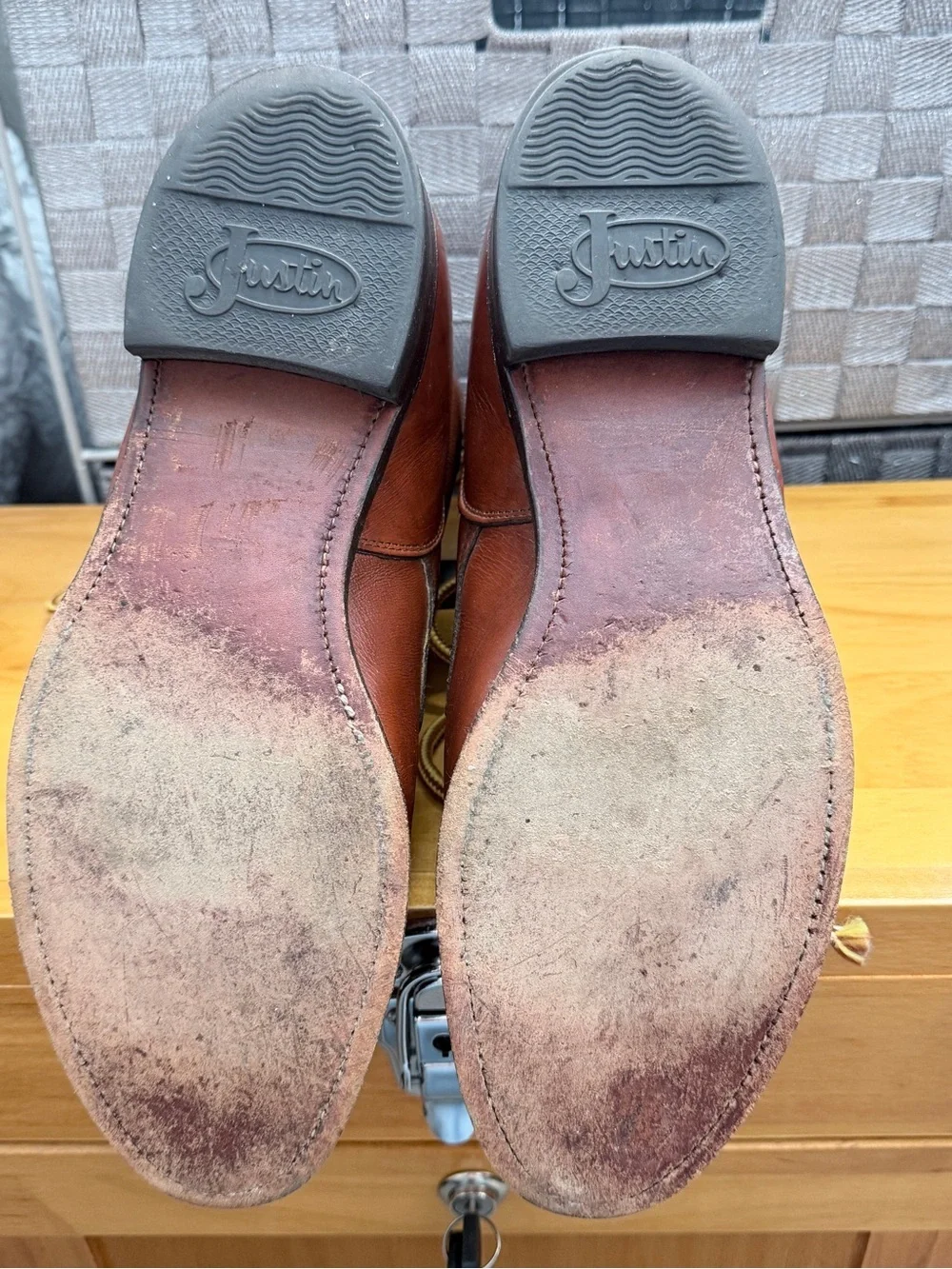 Justin Boots Brown Leather Lace-Up Roper Boots with Kiltie
